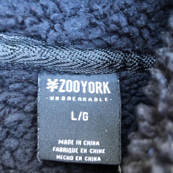 ZOO YORK Full Zip Hoodie Jacket LG Men's Black Sherpa Fleece Lined Winter Heavy - Picture 8 of 10